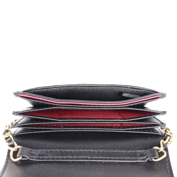 Chanel  Romance Quilted Lambskin Leather Clutch With Chain Black - Picture 11 of 13